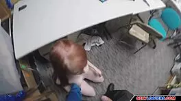 redhead young babe caught shoplifting fucked by old burglar