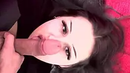 check out my cute face teasing next to that monster cock before sloppy blowjob facial cumshot