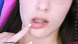 Cute long-haired brunette reveals sexy petite body in intimate pov showcase