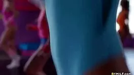 Fit milfs share young pussy workout in gym with intense licking