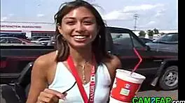 OMG cute Latina teen small tits cum facial blast!