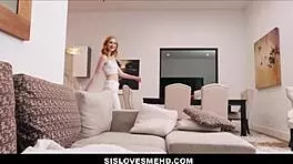 skinny redhead stepsis celebrates cheer team with pov cock sucking