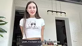 Skinny babe bends over for rough pussy pounding and accidental creampie