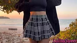 Gostosa Provokes at Beach Before Home Creampie in Amateur Pussy