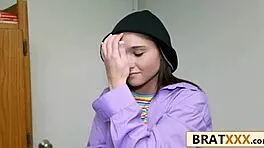 Tiny SKINNY TEEN Ridden HARD by Towering Quarterback in College Dorm DOGGYSTYLE!