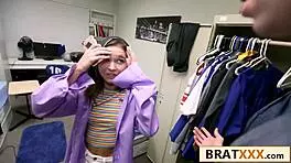 Tiny SKINNY TEEN Ridden HARD by Towering Quarterback in College Dorm DOGGYSTYLE!