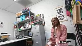 Flawless ebony teen stripped and hammered by white cock guards