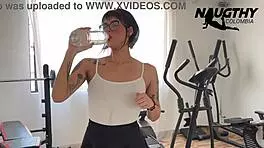 Beautiful hot girl's delicious gym workout routine 😋💦🏋️