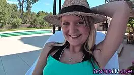 european petite teen facial after outdoor handjob footjob