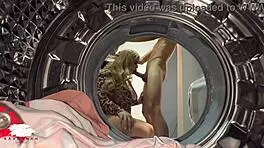 hey chubby blonde why take young guys cock doggystyle in laundry room?