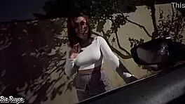 hot latina prostitute sucks monster cock then fucks outdoors public tight pussy