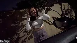 hot latina prostitute sucks monster cock then fucks outdoors public tight pussy