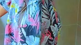 oh god this brazilian babe's shower in black thong is so hot