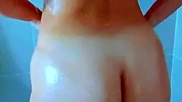 oh god this brazilian babe's shower in black thong is so hot