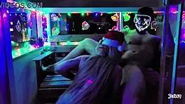 Sloppy Christmas blonde deepthroat blowjob cumshot mouth sucking