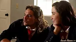 hey check out this classy teen babe riding cock like a pro