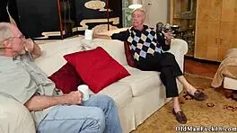 old man licks erect clit of young brunette teen before hardcore facial