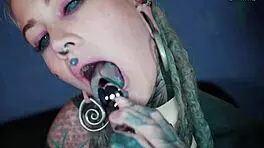 skinny inked girl squirts from intense solo gaping play