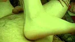 Amelia Rose strokes friend's throbbing cock in amateur POV handjob with small natural tits