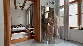 Blondes so horny bathing in shower group fuck ecstasy