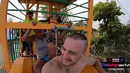 Asian Girlfriend Pool Splash Turns Horny Shower Sex