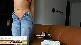 cute latina teen arrives at casting call without panties underneath