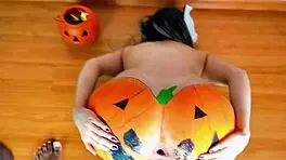 Blonde Trades Candy for Thick Black Cock on Halloween Night