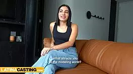 cute latina teen arrives at casting call without panties underneath