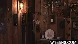 Petite blonde snatched in haunted house shower for freaky dick deepthroat pounding