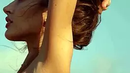 Extra skinny russian brunette poses nude outdoor