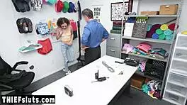 Skinny teen thief punished bent over by officer doggystyle