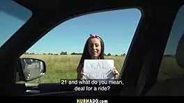 Petite German Pierced Cowgirl Rides Big Cock for Outdoor Car Facial Cumshot Deal