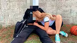 brazilian college student flashes and fucks professor in abandoned house
