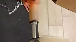 moaning wildly from sex machine deepthroating huge dildo cat girl fetish