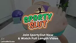 Gym teen's puffy cameltoe ass shines in tight leggings up close