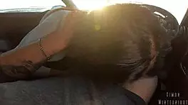 slutty coworker slurps huge cock pov in car swallows mouthful cum public outdoor cfnm