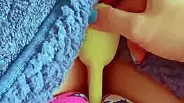 tiny latina coed squirms orgasming from first huge vibrator wet pussy play
