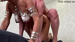 Tanned Milf with Bodyart Tits Takes Doggystyle Creampie Closeup