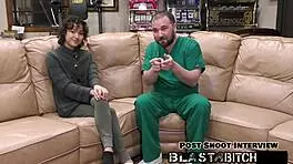 doctor pounds brooklyn rossi's shaved pussy missionary gloves on cums deep four times backstage cum blast