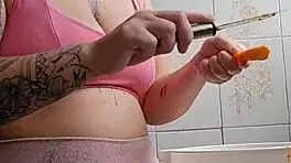 calling neighbor for lunch in shorts splitting my swollen pussy