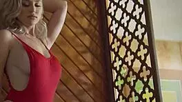 blonde teen strips to big natural tits