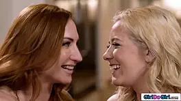 mmm first time tasting that busty milf's juicy shaved pussy lips