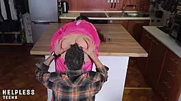 innocent young brunette gets fingered ripped clothes and dominated in kitchen