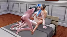 sexy model rides double grandpa cocks with creampie game 😈👴👴