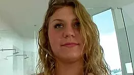 busty curvy amateur poses her natural big tits confidently