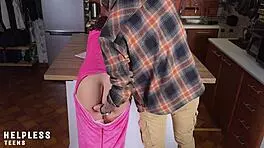 innocent young brunette gets fingered ripped clothes and dominated in kitchen