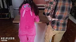 innocent young brunette gets fingered ripped clothes and dominated in kitchen