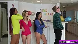 jimmy michaels fills three wet mouths and pussies