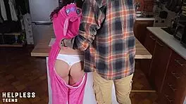 innocent young brunette gets fingered ripped clothes and dominated in kitchen