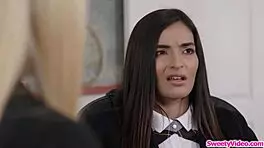 bratty teen gets her pussy licked wildly by milf dean at work